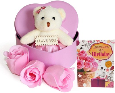 Natali Traders Artificial Flower, Soft Toy, Greeting Card Gift Set
