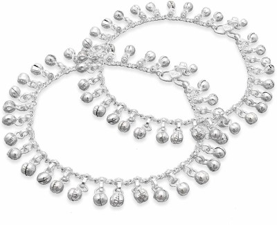 RN PAYAL Traditional Indian Full GHUNGRU Silver Plated Anklet for Girls and Women Brass Anklet(Pack of 2)