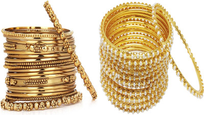 Chrishan Alloy Gold-plated Bangle Set(Pack of 2)