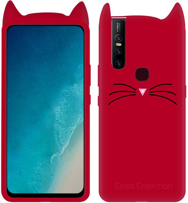 CASE CREATION Back Cover for Vivo V15 (With Sensor Cut)(Red, Grip Case, Pack of: 1)