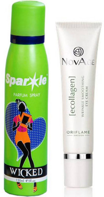 

Oriflame Sweden Novage Ecollagen Wrinkle Smoothing Eye Cream 15 ml (31546) with one sparkle perfume spray 150 ml(Set of 2)