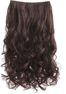 Styllofy 5 Clips Premium Quality Brown Wavy/Curly  Extension Hair Extension