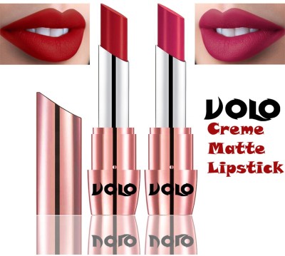 Volo Perfect Creamy with Matte Lipsticks Combo, Lip Gifts to love Code-121(Tomato Red, Passion Pink, 7 g)