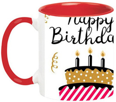 ARTBUG Happy Birthday -1113-Red Ceramic Coffee Mug(350 ml)