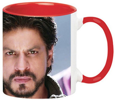 ARTBUG Shahrukh khan -1068-Red Ceramic Coffee Mug(350 ml)