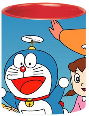 ARTBUG Doraemon Cartoon -1079-Red Ceramic Coffee Mug(350 ml)
