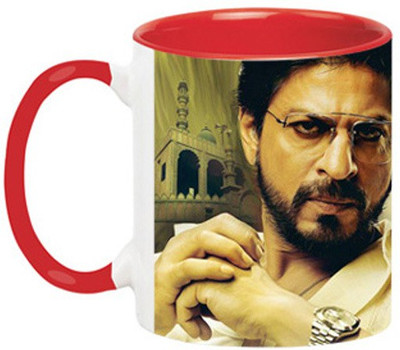 ARTBUG Shahrukh khan -1069-Red Ceramic Coffee Mug(350 ml)