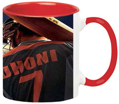 ARTBUG Ms Dhoni -1024-Red Ceramic Coffee Mug(350 ml)