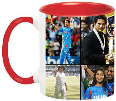 ARTBUG Sachin Tendulkar -1002-Red Ceramic Coffee Mug(350 ml)