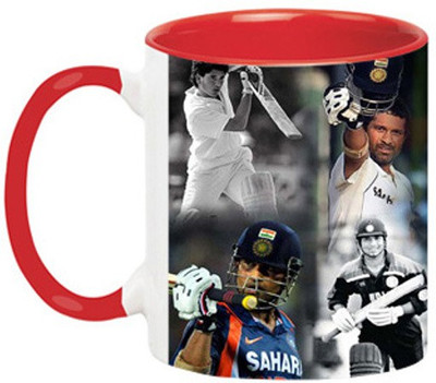 ARTBUG Sachin Tendulkar -1005-Red Ceramic Coffee Mug(350 ml)