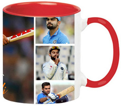 ARTBUG Virat Kohli -1008-Red Ceramic Coffee Mug(350 ml)