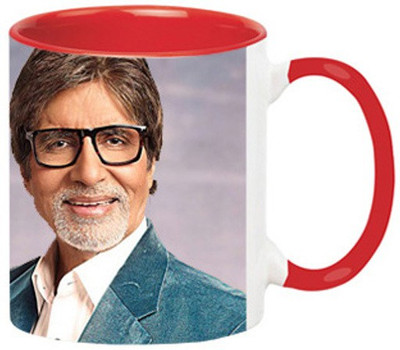 ARTBUG Amitabh Bachan -1043-Red Ceramic Coffee Mug(350 ml)
