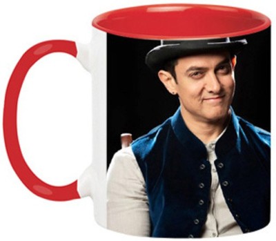 ARTBUG Aamir Khan -1030-Red Ceramic Coffee Mug(350 ml)