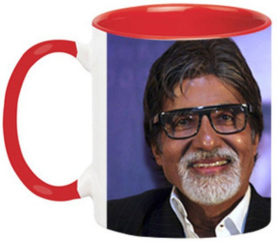 ARTBUG Amitabh Bachan -1038-Red Ceramic Coffee Mug(350 ml)