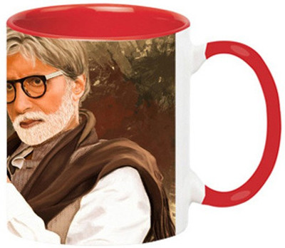 ARTBUG Amitabh Bachan -1050-Red Ceramic Coffee Mug(350 ml)