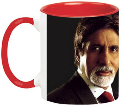ARTBUG Amitabh Bachan -1039-Red Ceramic Coffee Mug(350 ml)