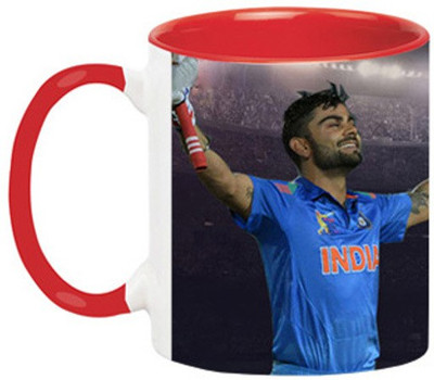 ARTBUG Virat Kohli -1010-Red Ceramic Coffee Mug(350 ml)