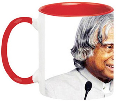 ARTBUG A. P. J. Abdul Kalam -1161-Red Ceramic Coffee Mug(350 ml)