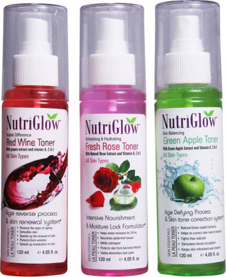 

NutriGlow Green Apple Toner,Fresh Rose Toner and Red Wine Toner(Combo of 3)(360 ml)