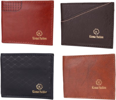 Kismat Fashion Men Casual Multicolor Genuine Leather Wallet(7 Card Slots, Pack of 4)