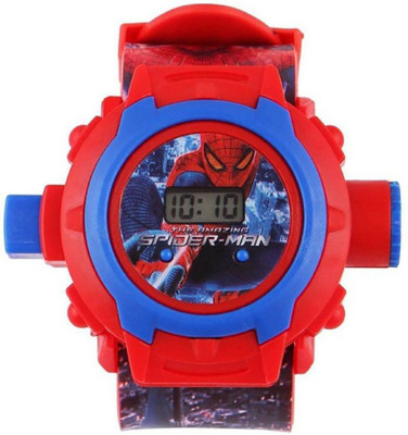 M John's New Spiderman Outometic Projector With 24 Grids Cractor Watch For Kids Digital Watch - For Boys