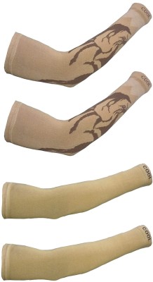 FRANKOPOLIS Cotton Arm Sleeve For Men & Women With Tattoo(Free, Beige, Brown)