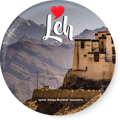 PEACOCKRIDE Love Leh - Spituk Gompa - Buddhist Monastery I Travel Memories I Fridge Magnet Pack of 1(Multicolor)