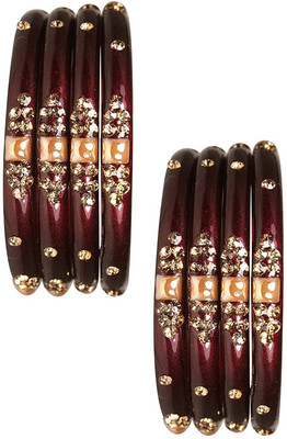 NMII Glass Zircon Bangle Set(Pack of 8)