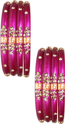 NMII Glass Zircon Bangle Set(Pack of 8)