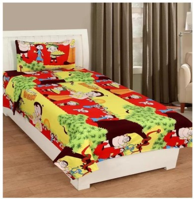 Decor Home Readiness 144 TC Polycotton Single Cartoon Flat Bedsheet(Pack of 1, Yellow)