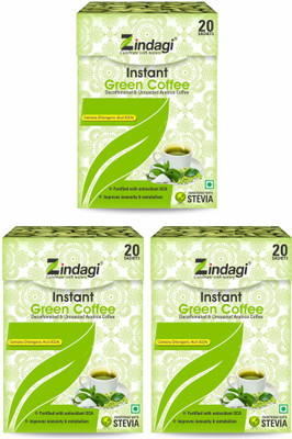 Zindagi Instant Green Coffee Powder - Pure Green Coffee Beans Powder - Coffee Powder For Weight Lose (Pack Of 3) Instant Coffee(3 x 20 g, Green Coffee Flavoured)