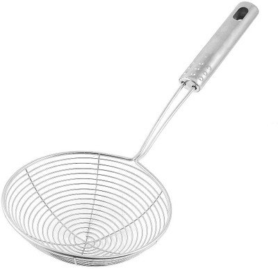 GREENSTAR Stainless Steel Deep Fry Strainer Wire Skimmer with Spiral Mash (11x4 Inch) Colander(Silver Pack of 1)