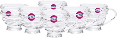 AFAST New Design & Style Transparent Glass Tea/ Coffee Cup -KA5 Glass Coffee Mug(130 ml, Pack of 6)