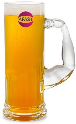 AFAST Multipurpose Beer Mug Glass Set With Handle Set Of 1 Glass Beer Mug(450 ml, Glass, Clear)