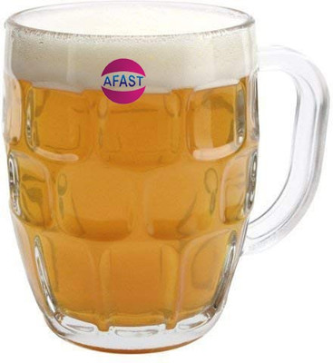AFAST Multipurpose Beer Mug Glass Set With Handle Set Of 1 Glass Beer Mug(550 ml, Glass, Clear)