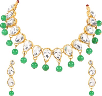 JEWELS GURU Alloy Gold-plated Green, Gold, White Jewellery Set(Pack of 1)