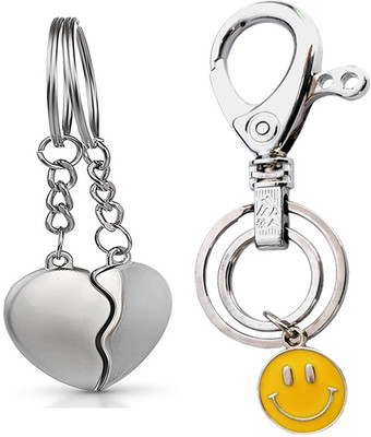 MGP FASHION High Quality Metal Romantic Couple Heart With Locking Smiley Key Chain
