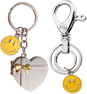 MGP FASHION High Quality Metal Heart Shape Photo Frame With Locking Smiley Key Chain
