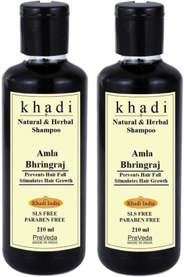 PreVeda Khadi Amla Bhringraj Shampoo Natural & Herbal Best Anti Hair Fall Shampoo Sls & Paraben Free ( Pack of 2 )(420 ml)