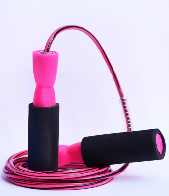 A.K Fitness Jumping Skipping Rope for Gym Training, Exercise and Workout Ball Bearing Skipping Rope(Pink, Black, Length: 274 cm)