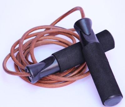 A.K Leather Rope With Comfortable Grip Ball Bearing Skipping Rope Ball Bearing Skipping Rope(Black, Brown, Length: 274 cm)