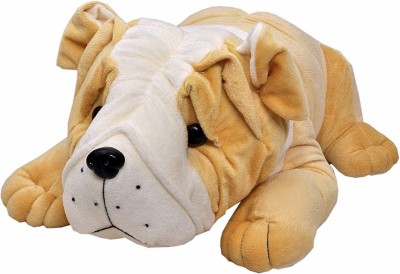 SANA TOYS Stuffed Spongy Lying Bull Dog Soft Toy  - 65 cm(Brown)