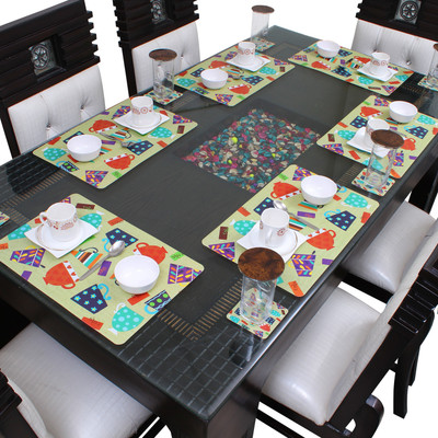 Dream Care Rectangular Pack of 1 Table Placemat(Green, PVC)