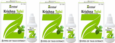 Zindagi Krishna Tulsi Liquid - Natural Tulsi Drops - Tulsi Ras For Health(3 x 30 ml)