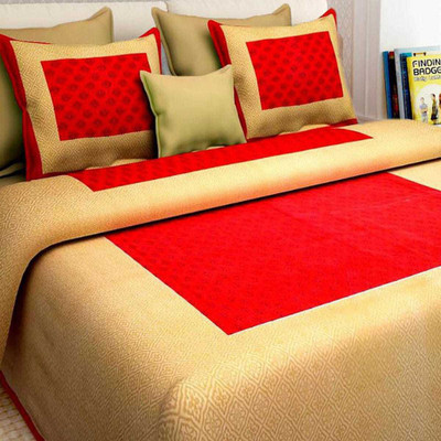 shri shyam 0 TC Cotton Double Printed Flat Bedsheet(Pack of 1, Red)