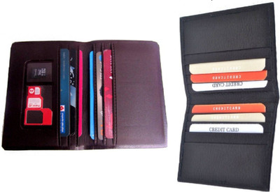 Mundkar 6 Card Holder(Set of 2, Brown, Black)