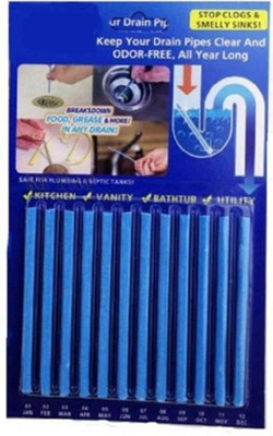 CHESHTHA 12 pcs Sani Sticks Drain Cleaner and odor remover Kitchen Plunger
