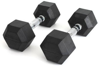 HACKERX 5kg PAIR (5kg * 2pcs.= 10kg) Professional HEX Shape Premium Quality Rubber Fixed Weight Dumbbell(10 kg)