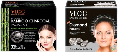 VLCC Diamond Single Facial Kit with Activated Bamboo Charcoal Facial Kit(2 x 30 g)