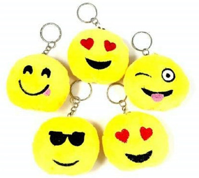 BORING Fluffy 5 Smiley Emoji Keyrings & Keychains for car Bike Key Chain
